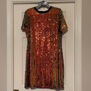 XL Sequined Dress !!!! Only Worn Once !!! Very Colorful and Fun!!!